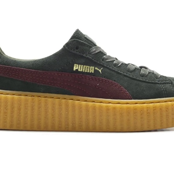 WOMENS FENTY x PUMA SUEDE CREEPERS, GREEN & BURGUNDY SIZE 7, ORIGINAL RELEASE - Picture 13 of 13
